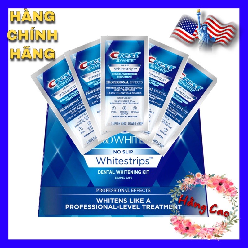 [ Bill Mỹ] Miếng dán trắng răng Crest 3D White (36k/gói gồm 2 miếng)