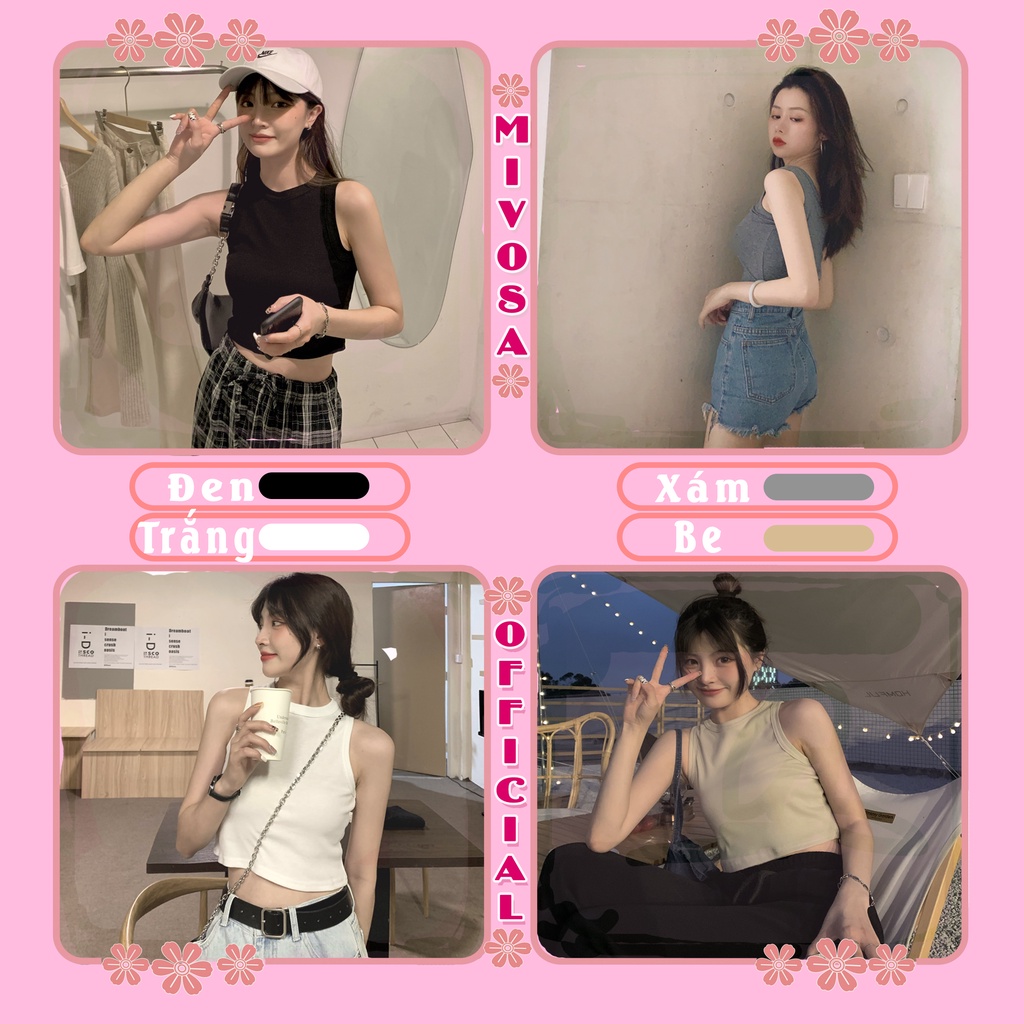 Áo croptop ba lỗ nữ sát nách thể thao cổ tròn thun body áo bra nữ MIVOSA MI01 | BigBuy360 - bigbuy360.vn