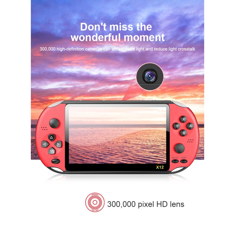 Máy chơi game cầm tay X12 5.1 inch tay cầm đôi hỗ trợ thẻ nhớ tích hợp 1000 game