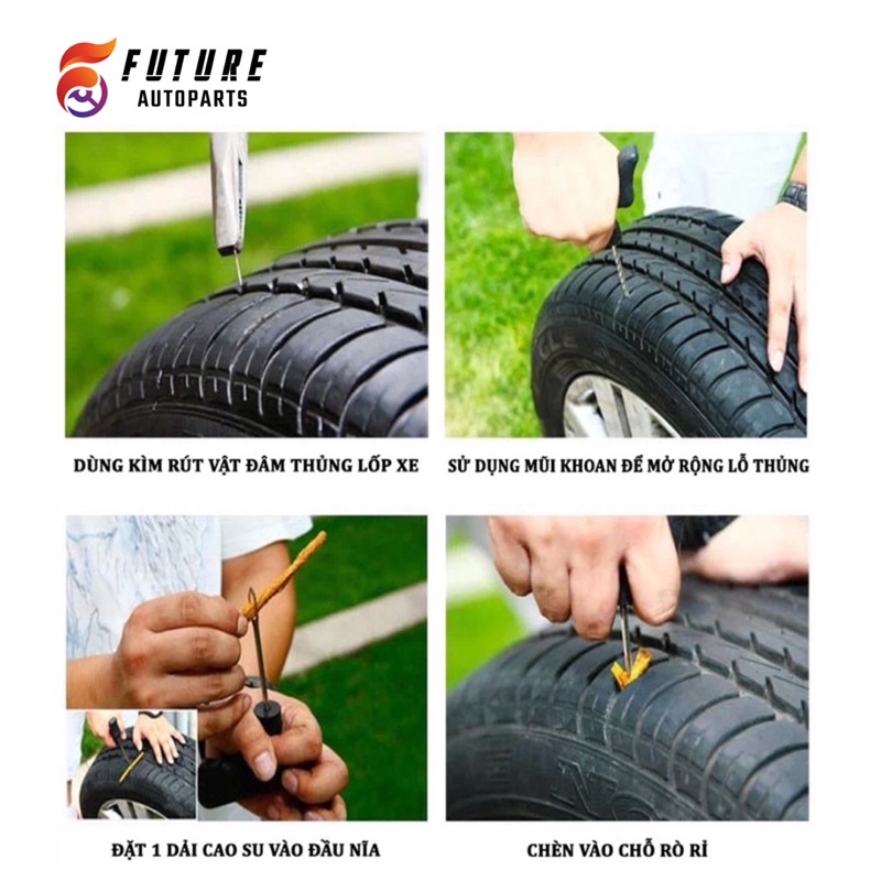 Bộ vá lốp, vá bánh xe không săm dành cho xe ô tô, xe máy tiện lợi, dễ dàng sử dụng - Future Autoparts