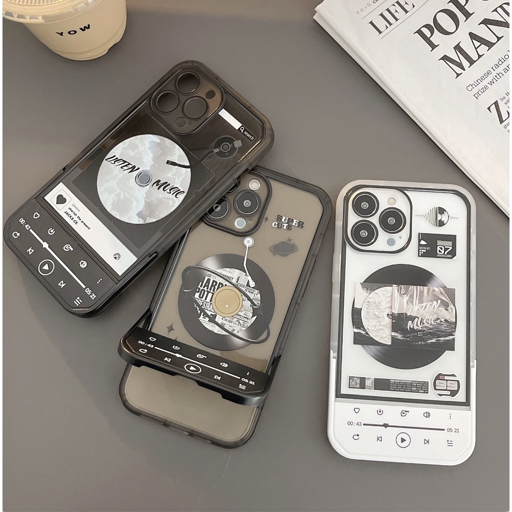 Ốp Điện Thoại In Hình Máy Nghe Nhạc CD Dễ Thương Có Giá Đỡ Ẩn Cho iPhone 13 12 11 Pro Max X XS XR xsmax
