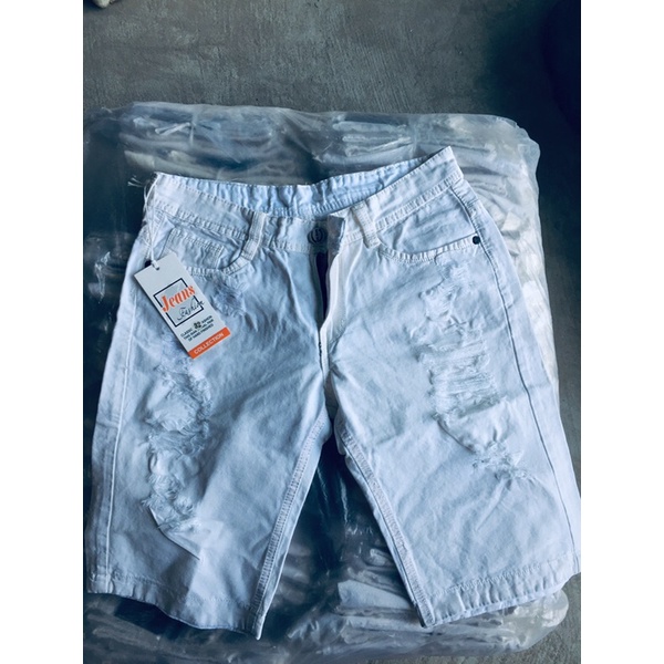 Short Đùi Lửng Jean Nam Màu Trắng