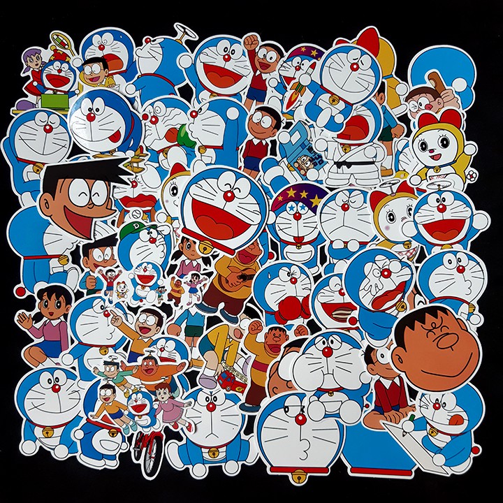 sticker doreamon pepe 30 sticker ép lụa chống bay màu/ hình dán  doreamon dễ thương cute