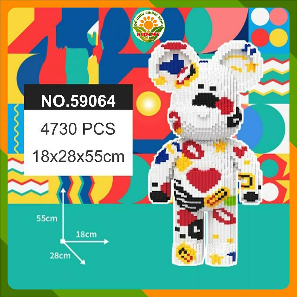 Đồ chơi lắp ghép Gấu Bearbrick cá tính - Mô hình lắp ghép 3D Gấu Bearbrick - Cao 55cm - 4600+pcs - Sunny