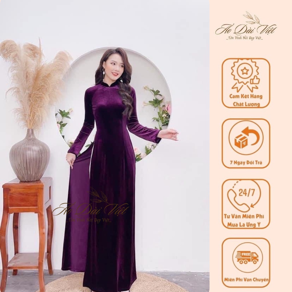 BST Mẫu Áo Dài Nhung Trơn Đủ Màu Sắc Chào Thu 2022, Áo Dài Thu Phương Cam Kết Chất Lượng, Chuẩn Phom Dáng