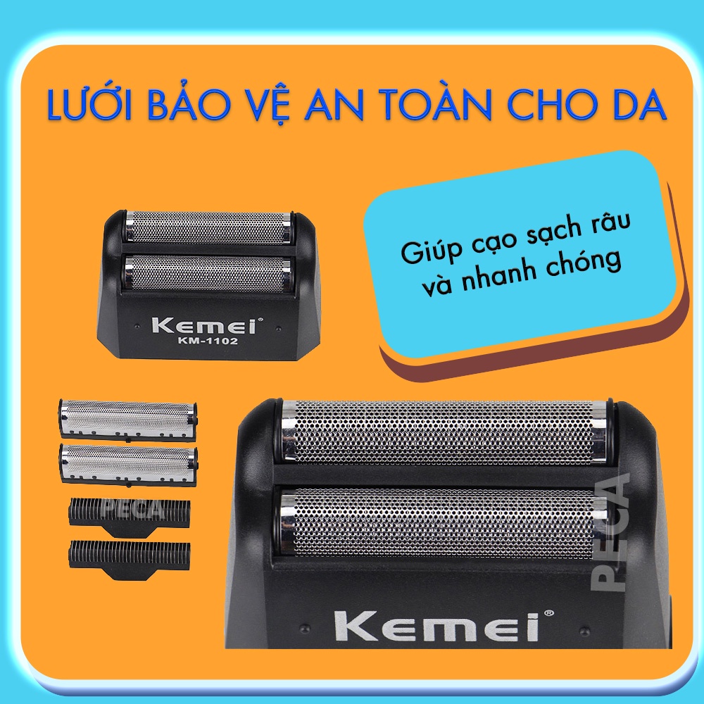 Lưỡi máy cạo râu thay thế cho các dòng cạo râu Kemei KM-1102, KM-1102H, dễ tháo lắp