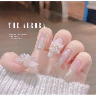 Nailbox thiết kế, Móng tay giả Mắt mèo đính nơ nhún sang chảnh