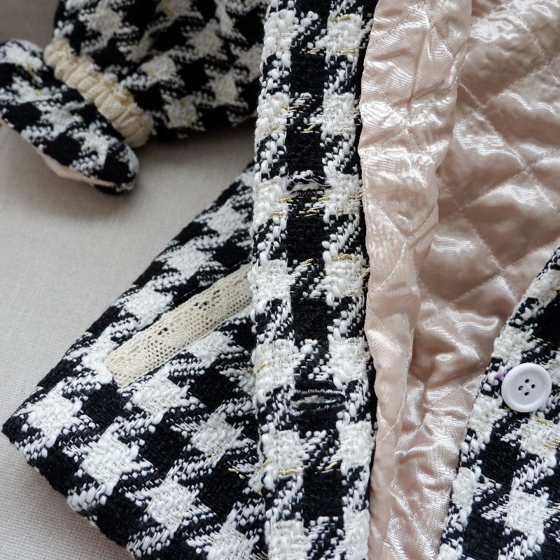 Áo khoác dạ Tweed trần bông KIWY KIDS dáng dài ấm áp Kids14 - 2130  cho bé gái từ 1 đến 11 tuổi
