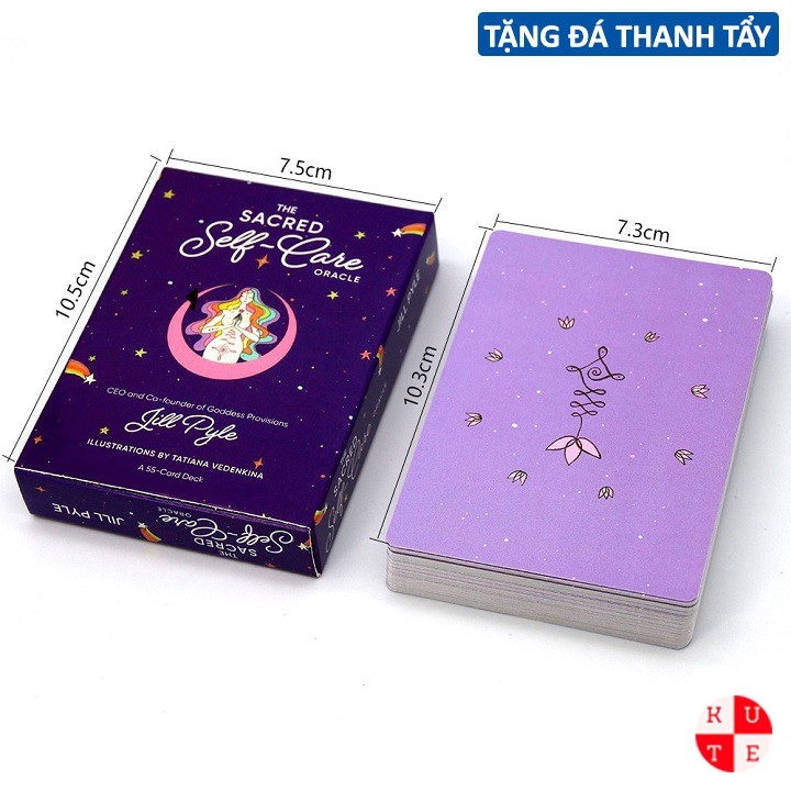 [Mã LIFE0503TOYS1 giảm 10% đơn 150k] Bộ Bài Oracle Sacred Self Care 55 Lá Bài Tặng File Tiếng Anh Và Đá Thanh Tẩy C75