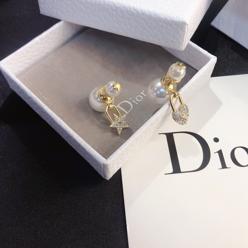 Dior Bông Tai Hình Ngôi Sao / Trái Tim Đính Đá / Ngọc Trai Thời Trang Cho Nữ
