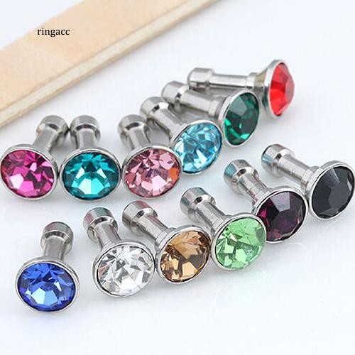 Bộ 12 Nút Chặn Lỗ Cắm Chống Bụi 3.5mm Bằng Đồng Đính Đá Nhiều Màu Cho iPhone