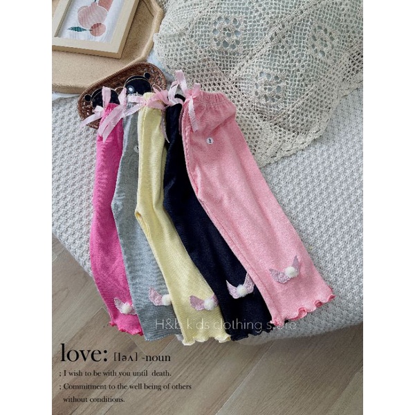 Quần legging,quần cotton dài đính nơ xinh xắn cho bé gái