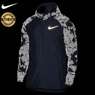 Áo khoác chạy bộ nam Nike chính hãng 1 lớp form rộng phần tay cổ nón đánh flash phản quang