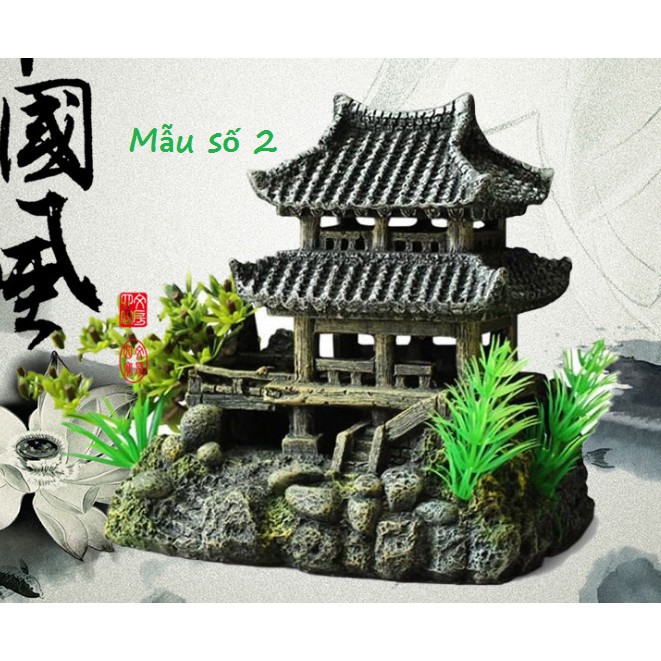 Tiểu cảnh trang trí bể cá bể thủy sinh- Tiểu cảnh ngôi trà cổ trang trí bể cá