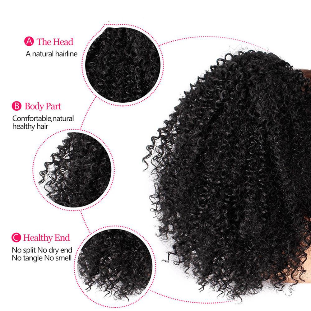 GUADALUPE Short  Braid Wig Hair Extensions for Women Ponytail Hair Synthetic Wig Afro Kinky Natural Hair Clip African American Wigs Drawstring Ponytails Curly Ponytail