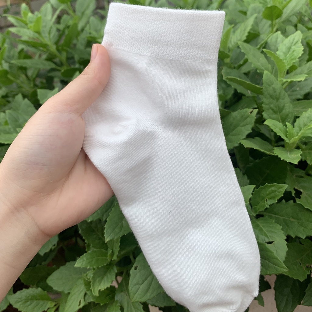Tất vớ nữ cổ cao co dãn 4 chiều màu trắng chất liệu vải Hàn phối giày búp bê Lolita dễ thương