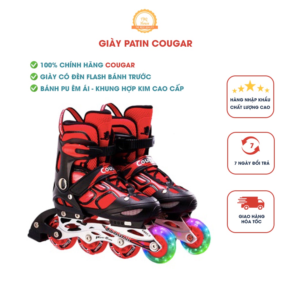 Giày Trượt Patin, giày patin trẻ em cao cấp COUGAR 835LSG 1 Bánh Phát Sáng - PTC