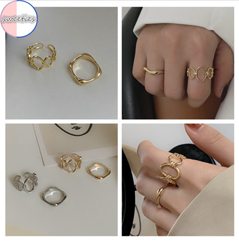 Set 2 nhẫn đeo tay phong cách retro cổ điển