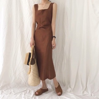 Đầm 2 dây cổ vuông ulzzang. CÓ HÌNH THẬT