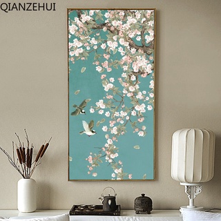 Bộ tranh đính đá 5d họa tiết hoa nở độc đáo diy dùng trang trí