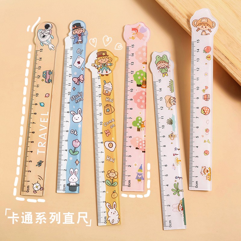 Thước kẻ cứng hoạt hình dễ thương học sinh chiều dài 15cm cute dễ thương đồ dùng học tập làm quà tặng học sinh TK5