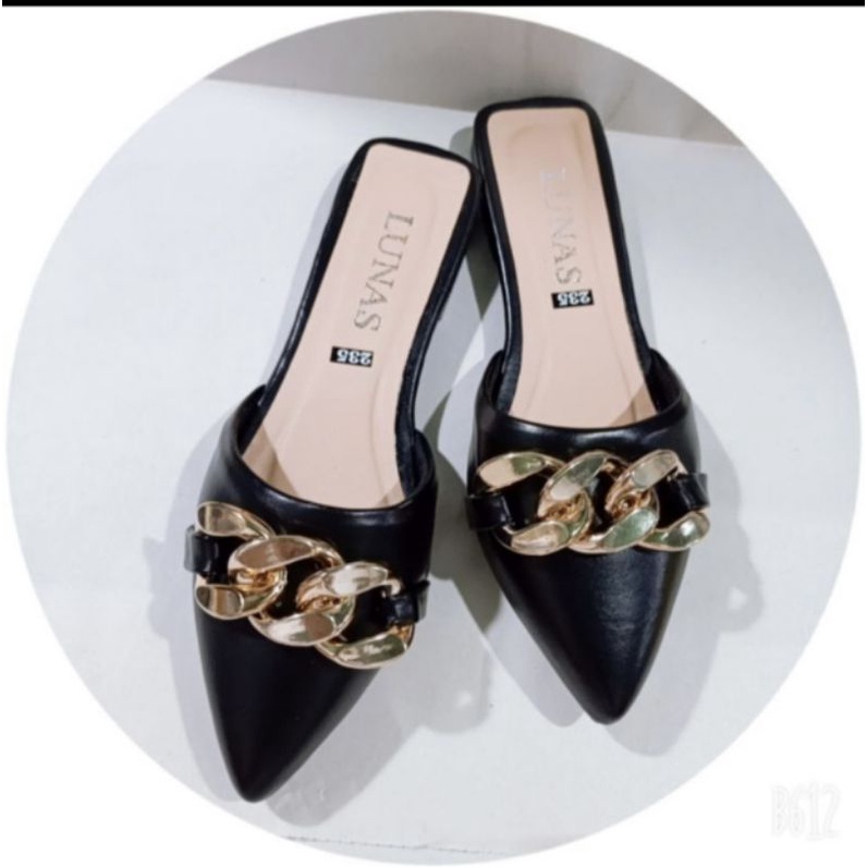 Dép Sục Bệt Dây Xích Nữ Mũi Nhọn Cao 3 Phân (ảnh chụp thật)