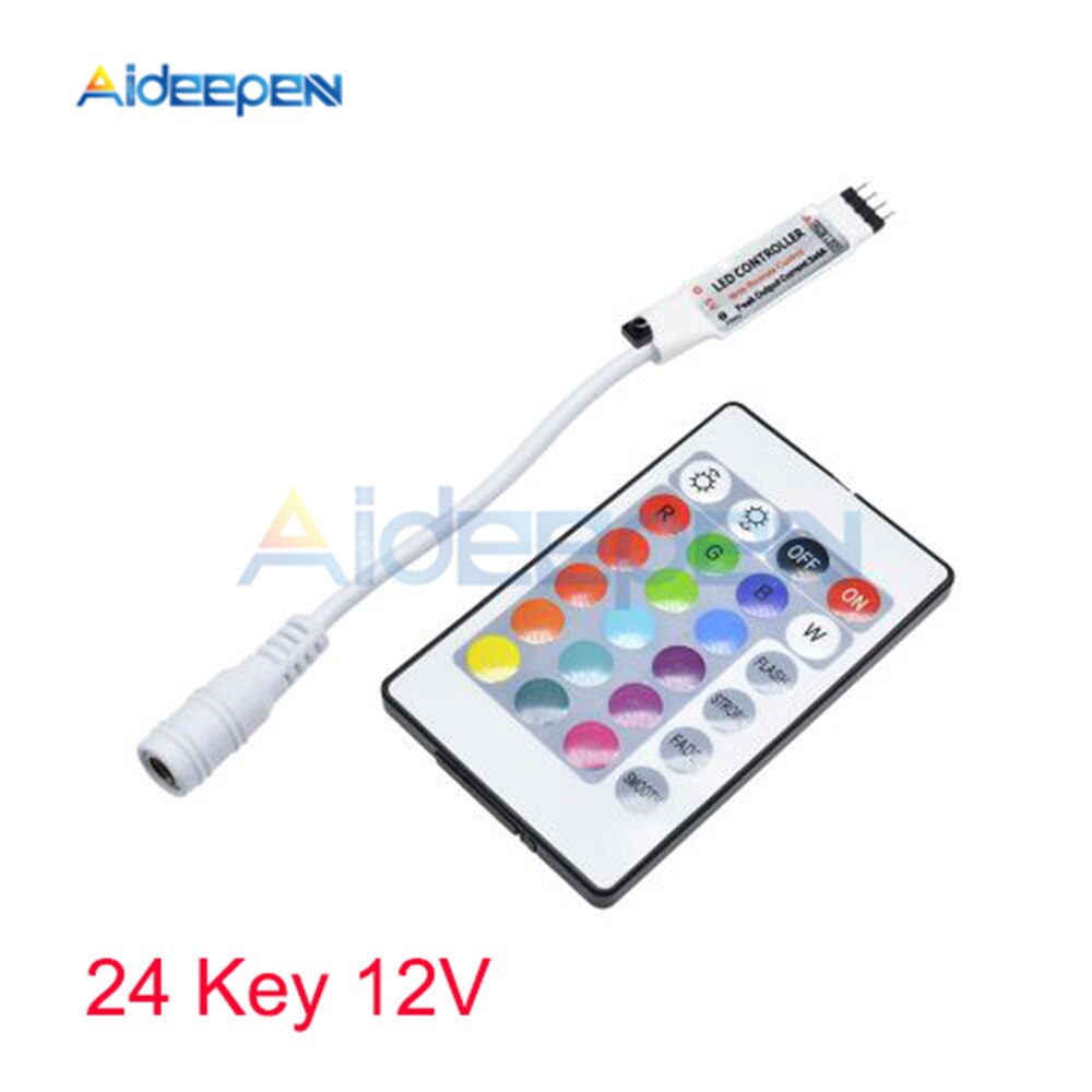 Điều khiển từ xa không dây hồng ngoại USB RGB 5V 12V 24 phím cho dải đèn LED