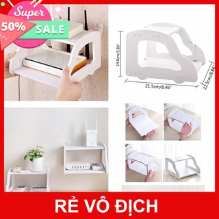 [XÃ KHO] KỆ GẮN TƯỜNG TRANG TRÍ MINI 2 TẦNG ĐỂ MODEM, WIFI (8783) [HCM]