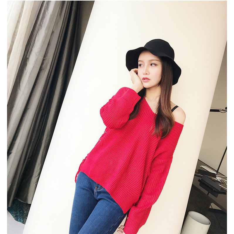 Áo len thắt nơ freesize