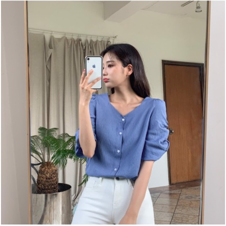 Áo Blouse Trơn ENVYLOOK Bulletin Shirring Blouse GomiMall