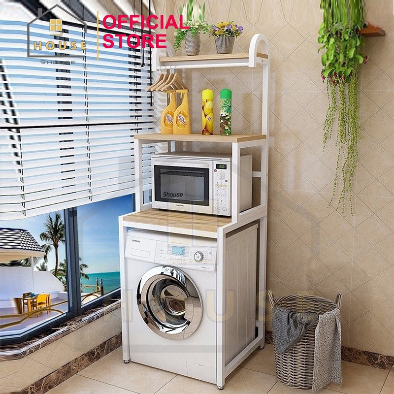 Kệ Máy Giặt 3 Tầng Đa Năng Mã KMG02 Chính Hãng 9HOUSE Để Máy Giặt Cửa Trước Lò Vi Sóng Loại Khung Th