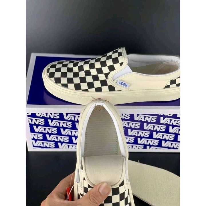 Giày thể thao vans caro lười vault đen trắng nam nữ đủ size hàng fuill box bill