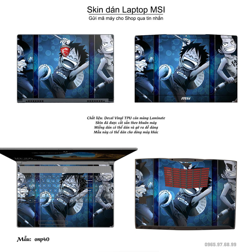 Skin dán Laptop MSI in hình One Piece _nhiều mẫu 24 (inbox mã máy cho Shop)