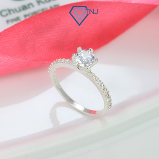 Nhẫn bạc nữ đính đá chủ Cubic Zirconia viền nạm đá lấp lánh  NN0188 - Trang Sức TNJ