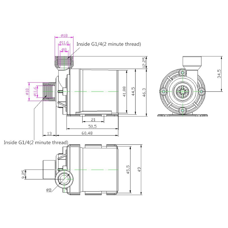 Máy Bơm Nước Động Cơ Không Chổi Than 800l / H 5m Dc 12v Kèm 4 Đầu Cắm