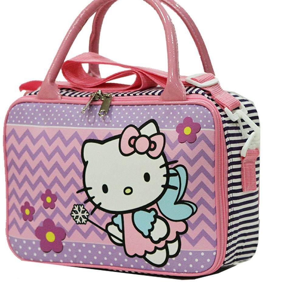 Set 2 Túi Xách Du Lịch Vải Canvas Họa Tiết Hello Kitty Dễ Thương Cho Bé L2