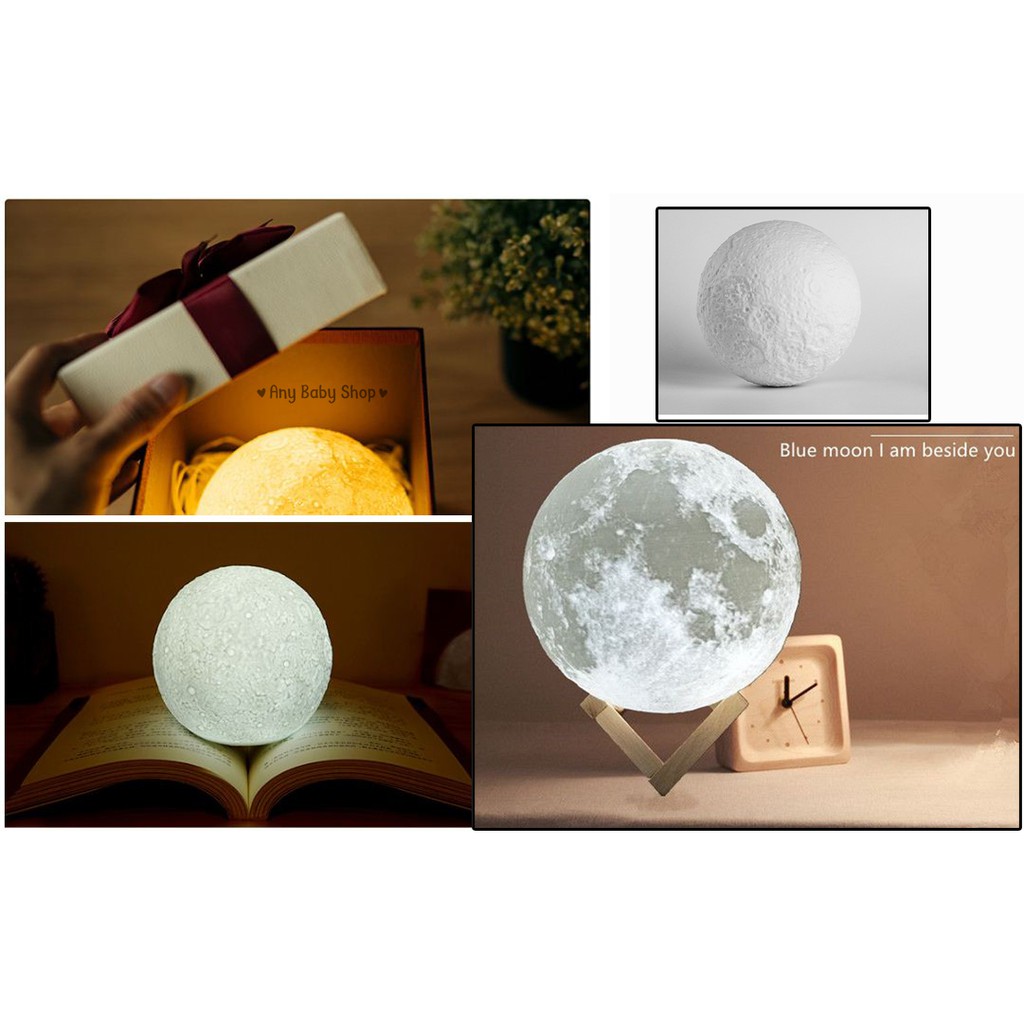 Đèn LED để bàn,trang trí quán Coffee 3D hình trăng tròn + đế gỗ sang chảnh(được tặng kèm pin-hàng có sẵn)  ❣❣