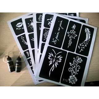 Combo 2 lọ mực xăm 15 ngày Jagua và 7 tờ khuôn mẫu