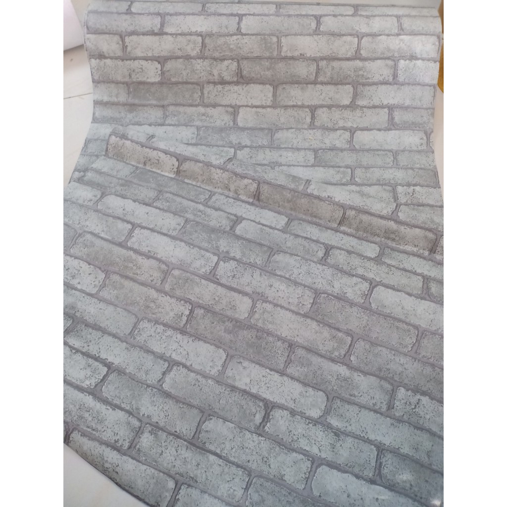 Decal giấy dán tường gạch rêu xám khổ 60cm giấy dày keo sẵn