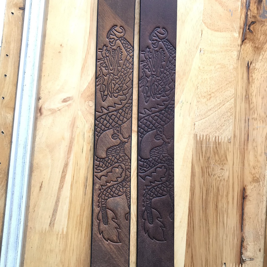 Dây nit nam - thắt lưng nam da sáp in rồng khóa laze