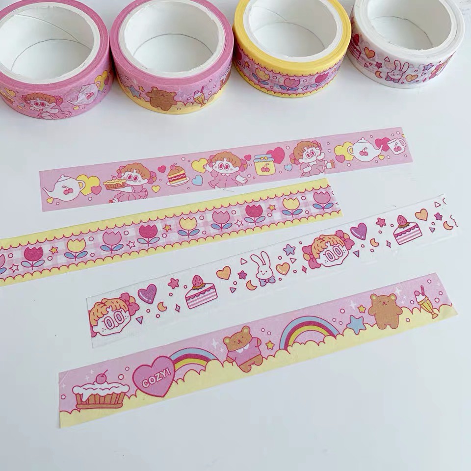 Washi tape hoa và họa tiết cô gái dễ thương