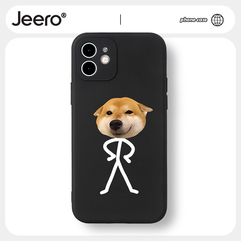 Ốp lưng JEERO mềm hoạt hình cặp đôi dễ thương đẹp độc lạ đen cho iPhone 14 13 12 11 Pro Max SE 2020 X XR XS 8 7 6S 6Plus HFF1603