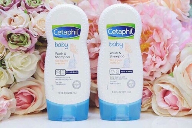 1 chai tắm gội Cetaphil baby wash and shampoo 230 mL của Mỹ
