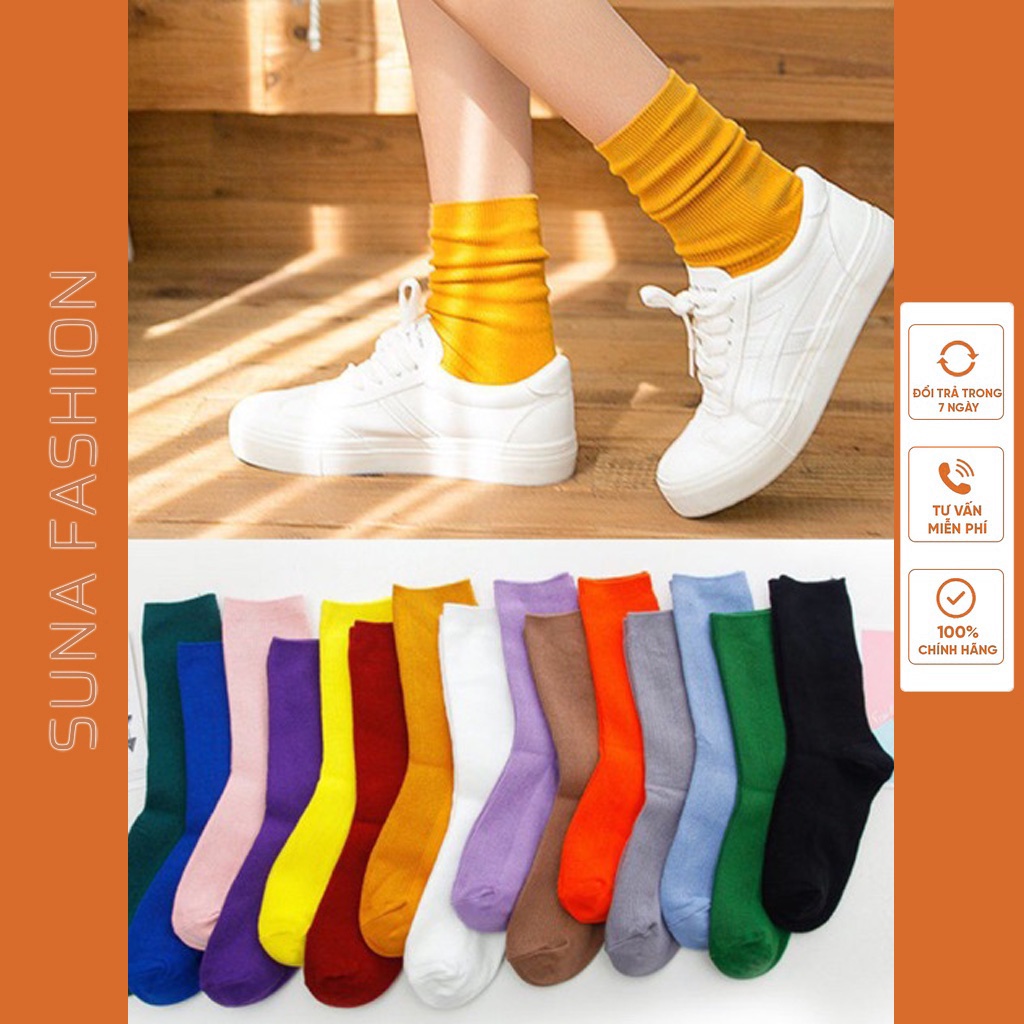 Tất cổ cao nam nữ chất cotton co dãn thấm hút mồ hôi SUNA FASHION