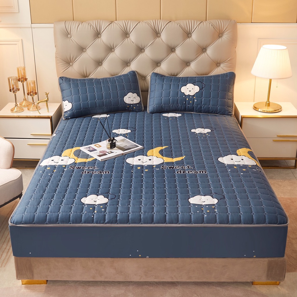 Thảm Cotton Bọc Đệm Mẫu Mới 2022 , Ga Giường Vỏ Gối Cotton Trần Bông 3 Lớp Chống Thấm Tiện Lợi