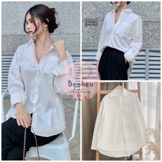[ẢNH THẬT] Áo sơ mi trắng oversize 1 túi ulzzang