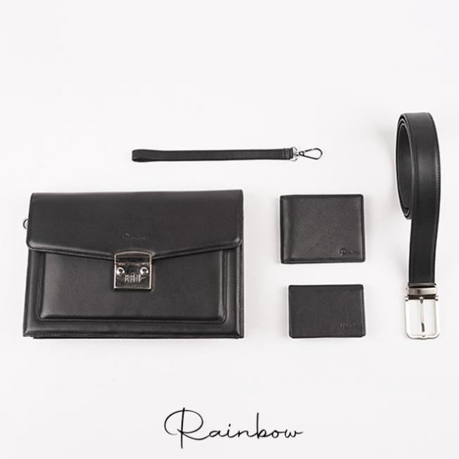 NEW Bộ quà tặng clutch cầm tay, ví da, thắt lưng RBMLGS 005 BLK DDE
