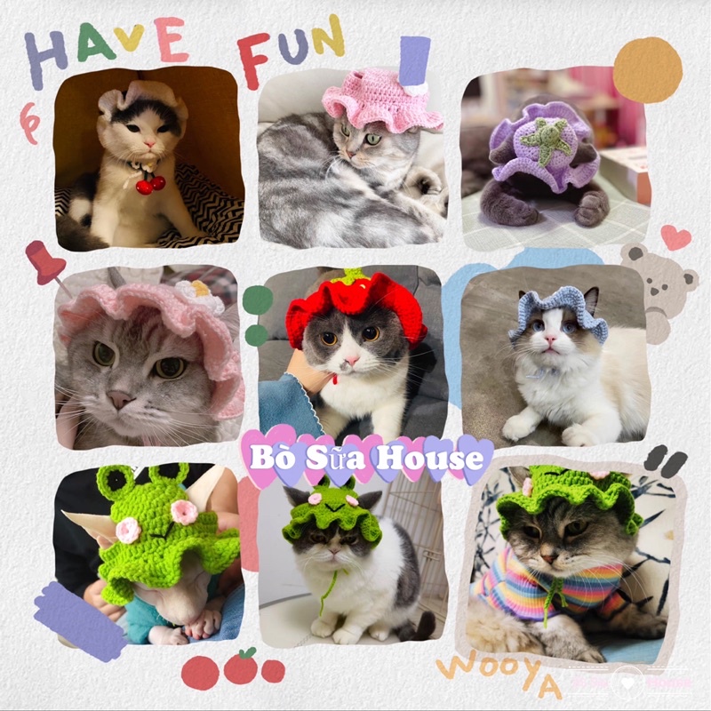 Mũ len khoét tai cho mèo, cún , thỏ,….