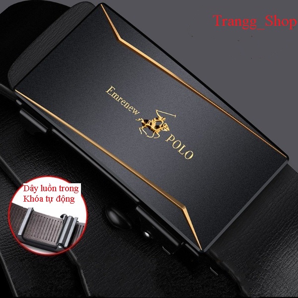 Thắt Lưng Nam Da Bò Cao Cấp Emrenew Polo 2 Lớp Full Hộp Đựng Khóa Tự Động