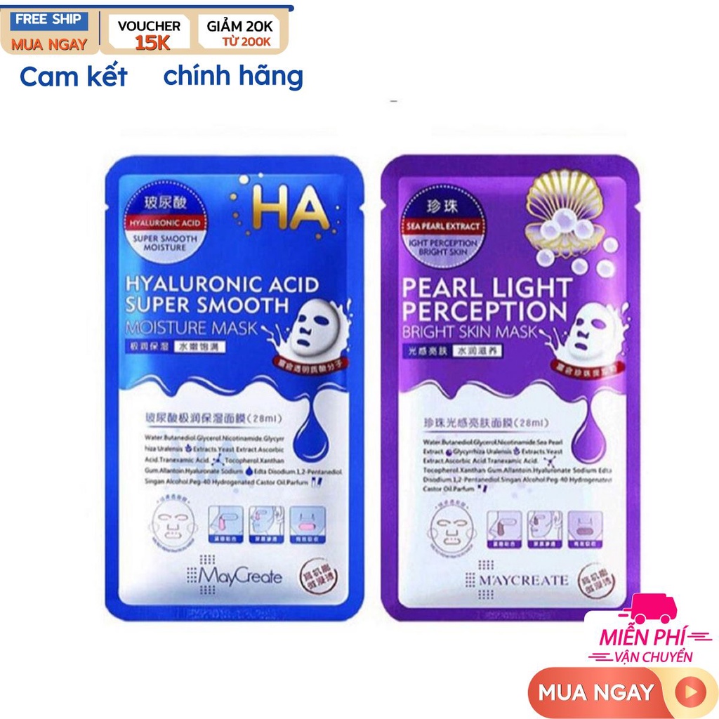 Mặt nạ MayCreate Hyaluronic Acid Xanh,-dưỡng ẩm, Tím- dưỡng trắng | BigBuy360 - bigbuy360.vn